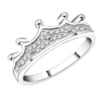 Simulated Diamond Crown Ring with Zircon Stone