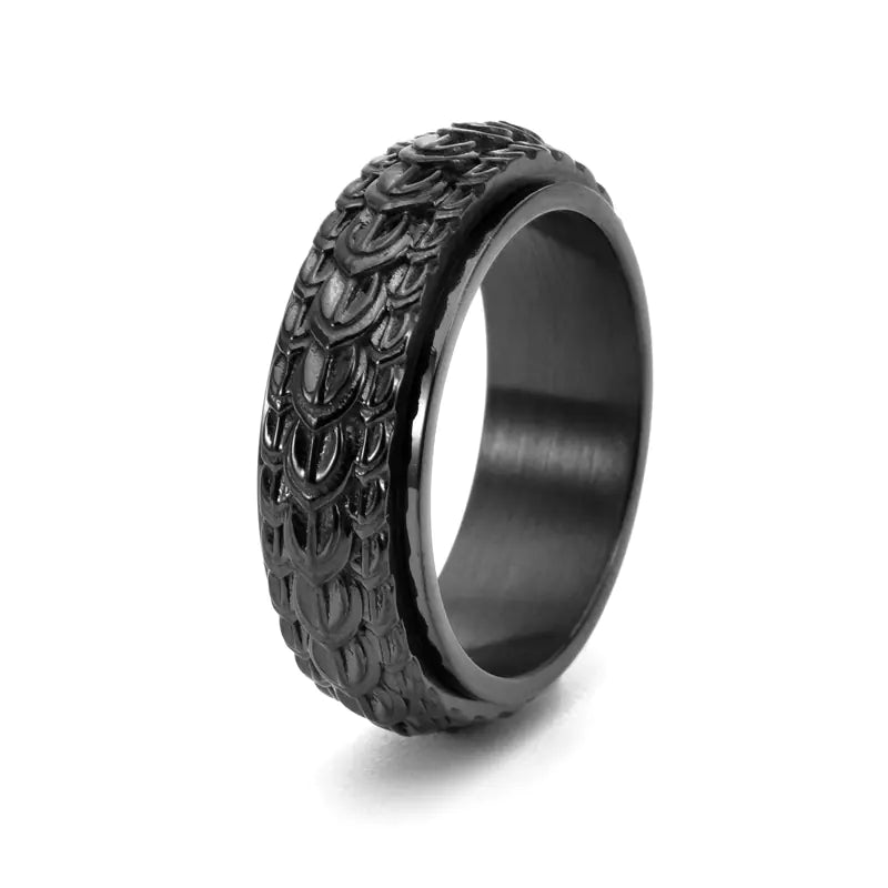 Rotatable Dragon Scale Ring in Titanium Steel for Men
