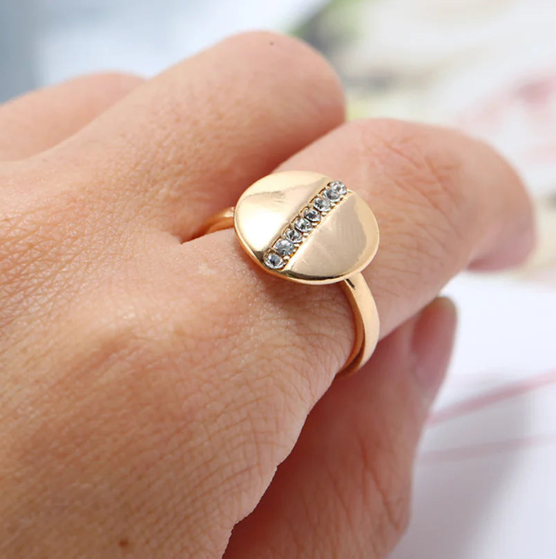 Gold Plated Diamond-Studded Ring for Women