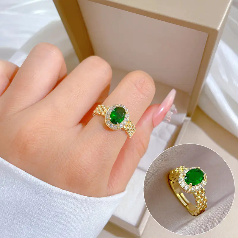 Geometric Design Gold-Plated Diamond Ring for Women