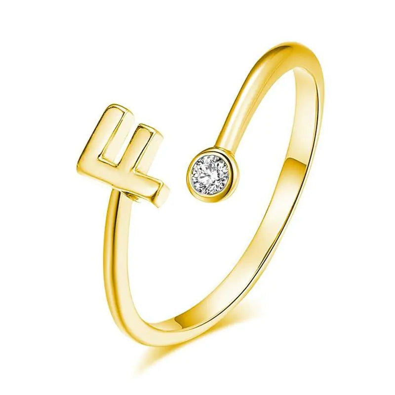 S925 Silver Letter Gold-Plated Ring for Women