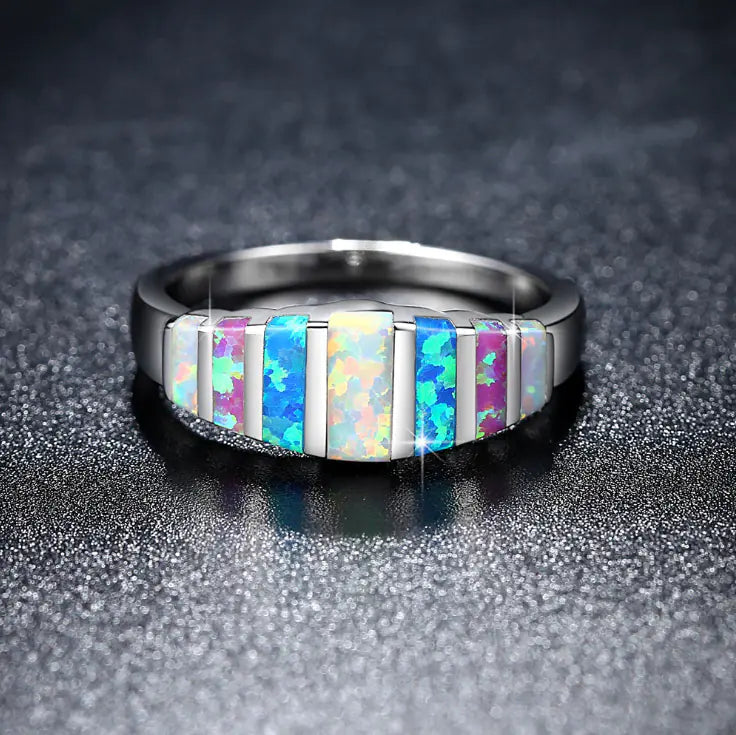 Colorful Gemstone Opal Ring