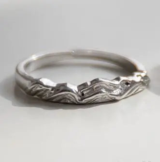 Sterling Silver Simple Chaomu Mountain Couple Ring