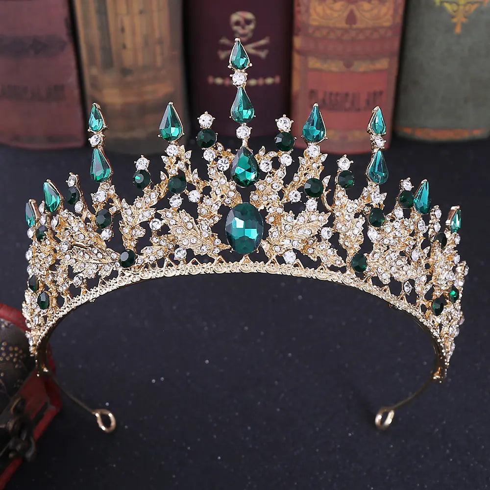 H1259 European Baroque Bride Crown with Rhinestones