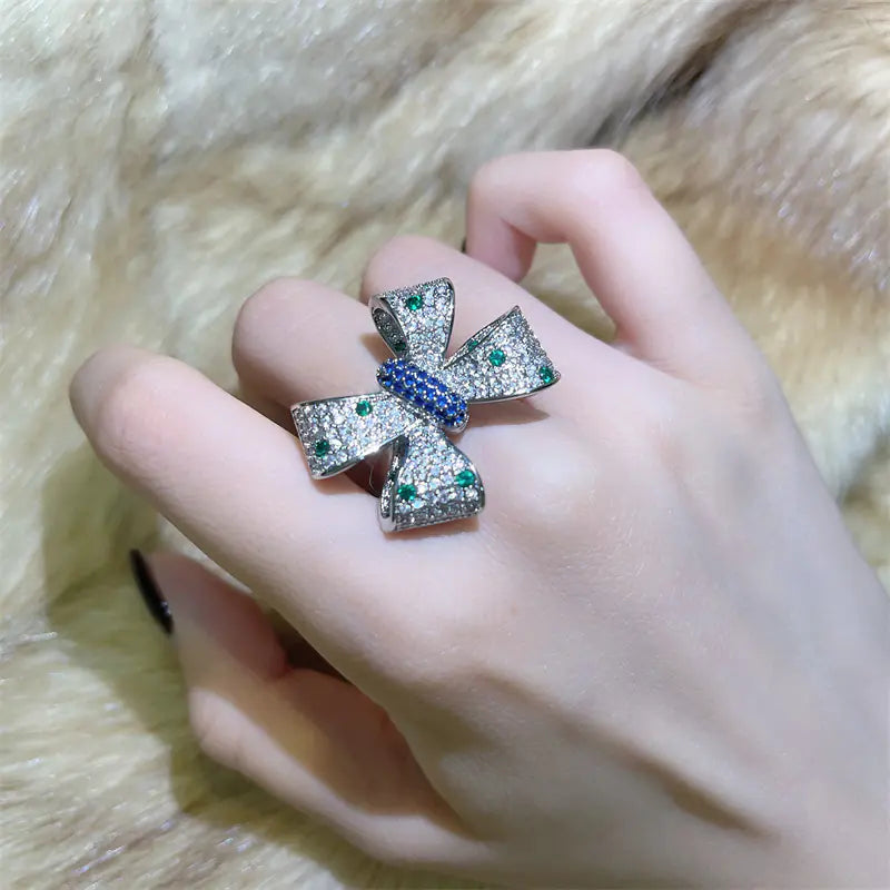 Embellished Bow Ring for Women's Fashion Temperament