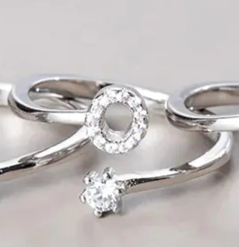 26 Letters Sterling Silver Ring for Women Fashion