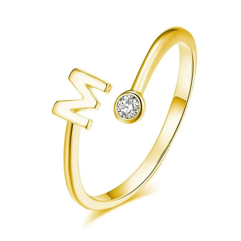 S925 Silver Letter Gold-Plated Ring for Women