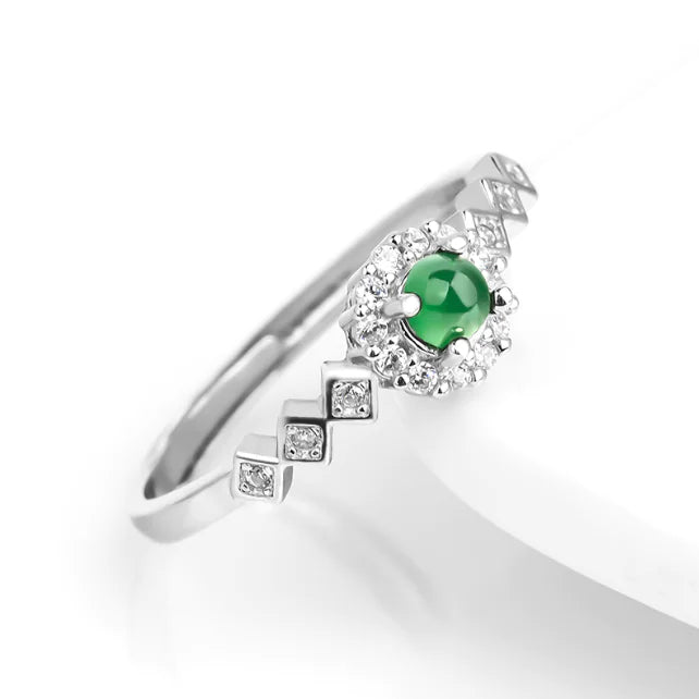 Emerald Green Ice Jade Adjustable Fashion Ring for Men & Women