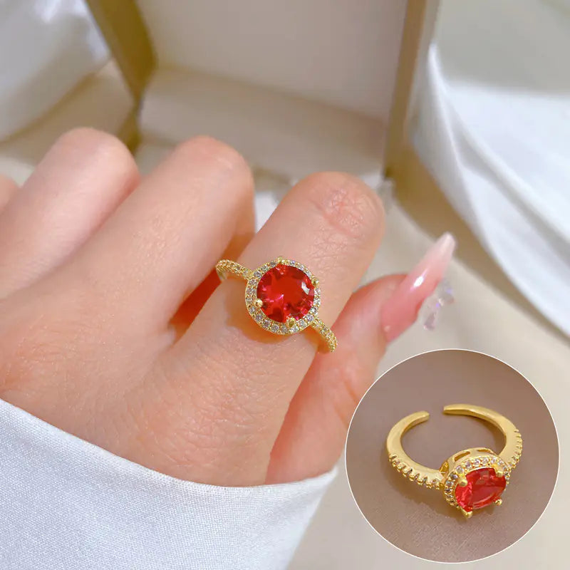 Geometric Design Gold-Plated Diamond Ring for Women