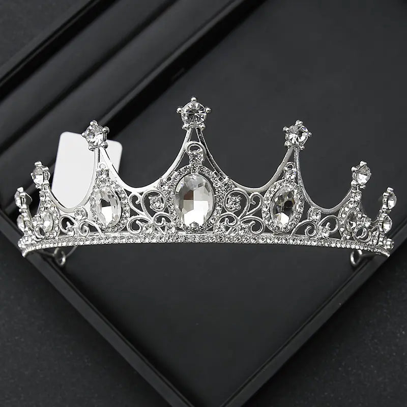 Crown Headpiece with Rhinestones for Weddings and Birthdays