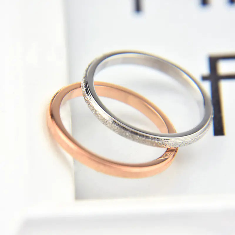 Simple Frosted Stainless Steel Ring for Women