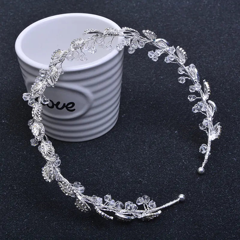 DIY Alloy Leaf Crown Headpiece for Brides