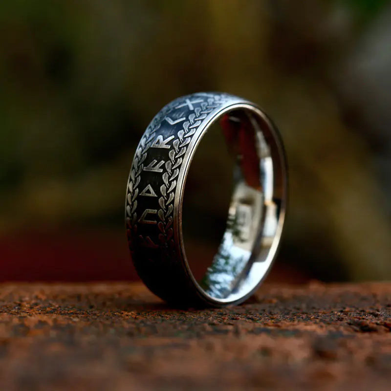 Beier Retro Viking Letter Titanium Steel Ring