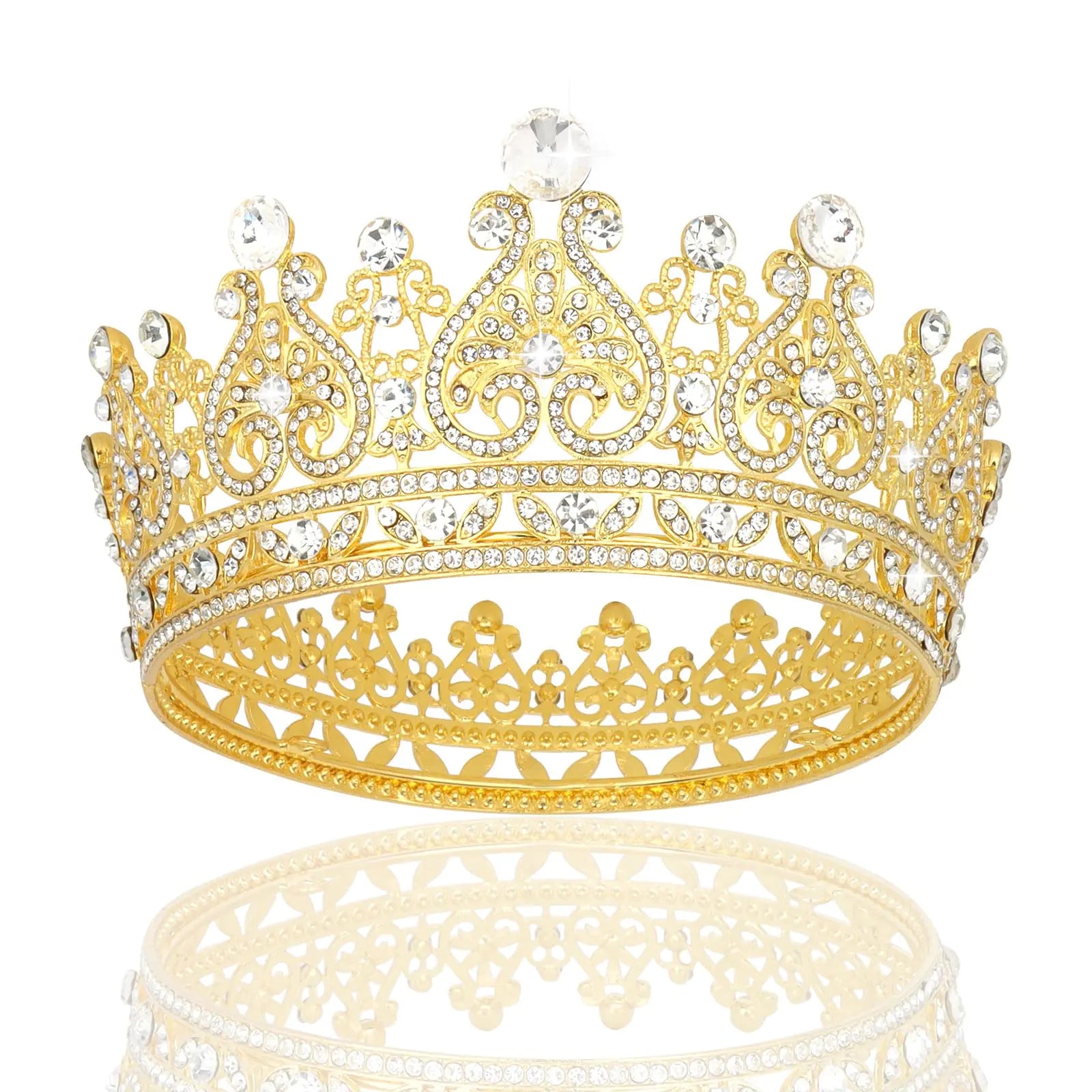 BAHABY Gold Crown Cake Topper for Wedding Birthday Baby Shower Party Favors