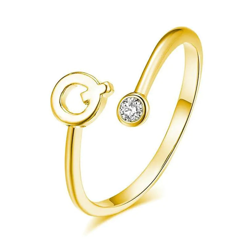 S925 Silver Letter Gold-Plated Ring for Women