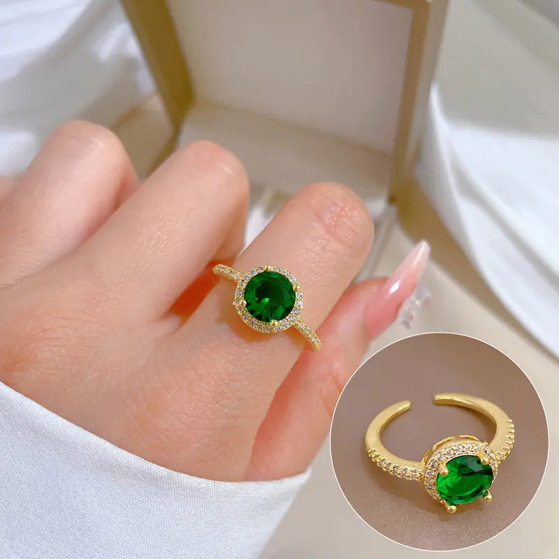 Geometric Design Gold-Plated Diamond Ring for Women