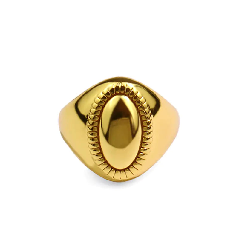Elegant Adjustable Golden Oval Ring for Women