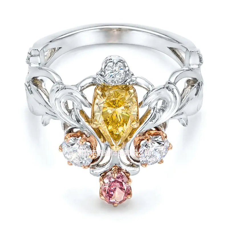 Two-Tone Gold Plated Engagement Ring for Women