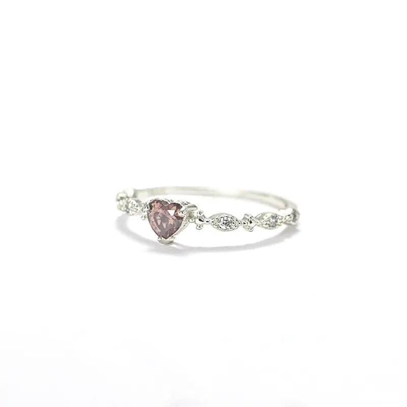 14K Gold-Plated Heart Ruby Ring for Women