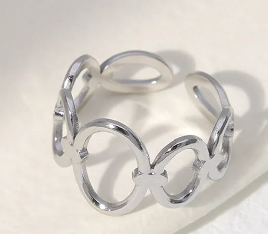 Geometric Stainless Steel Open Ring for Women