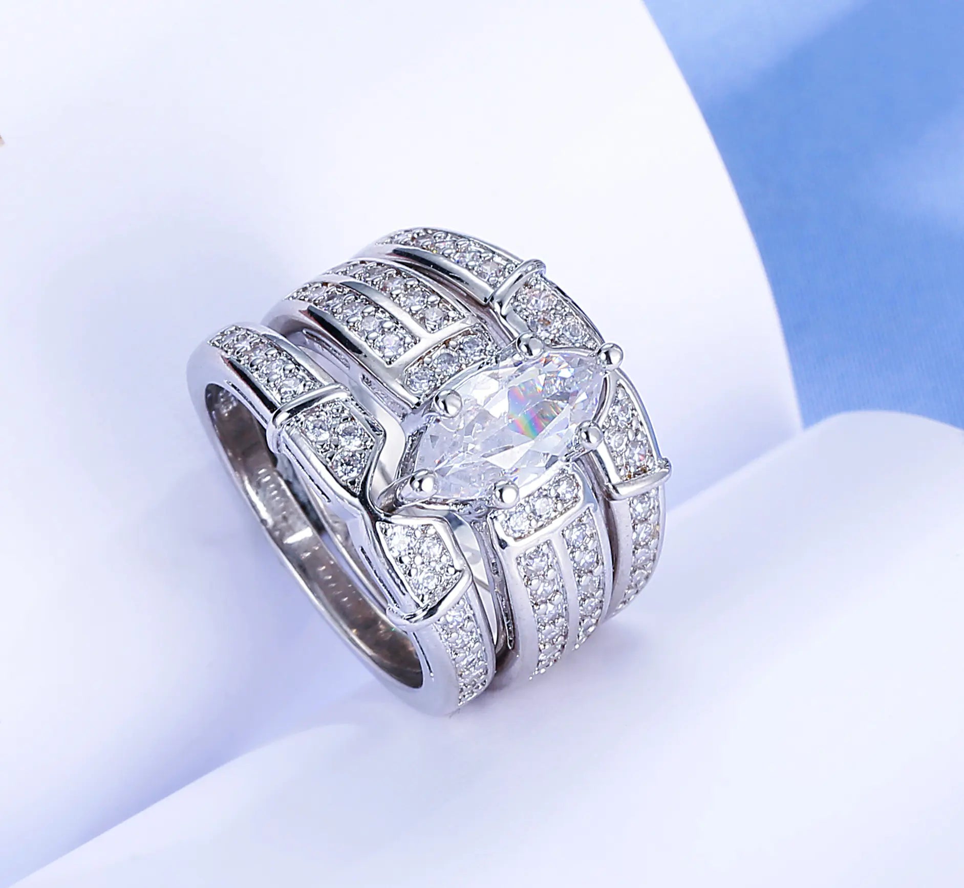 Couple Engagement Zirconia Ring Set