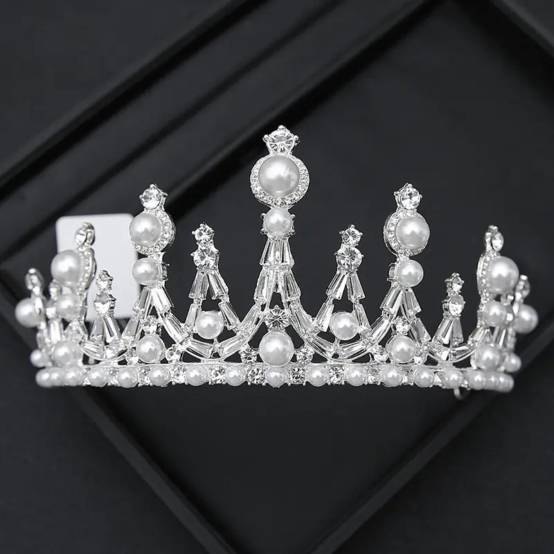 Crown Headpiece with Rhinestones for Weddings and Birthdays
