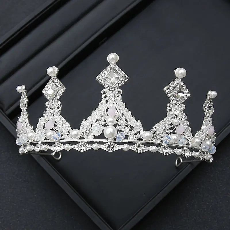 Crown Headpiece with Rhinestones for Weddings and Birthdays