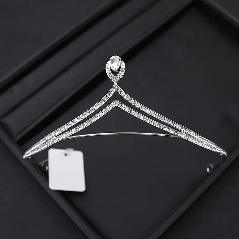 Crown Headpiece with Rhinestones for Weddings and Birthdays