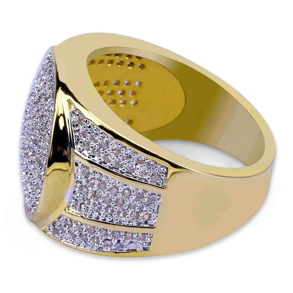 18K Gold Plated Hip Hop Ring with Zircon Stones