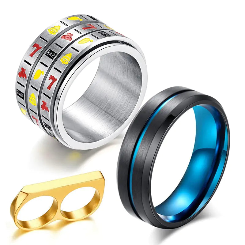 Rotatable Groove Titanium Steel Ring for Men