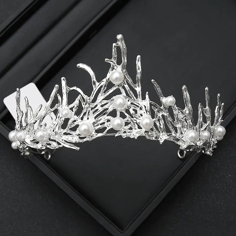 Crown Headpiece with Rhinestones for Weddings and Birthdays