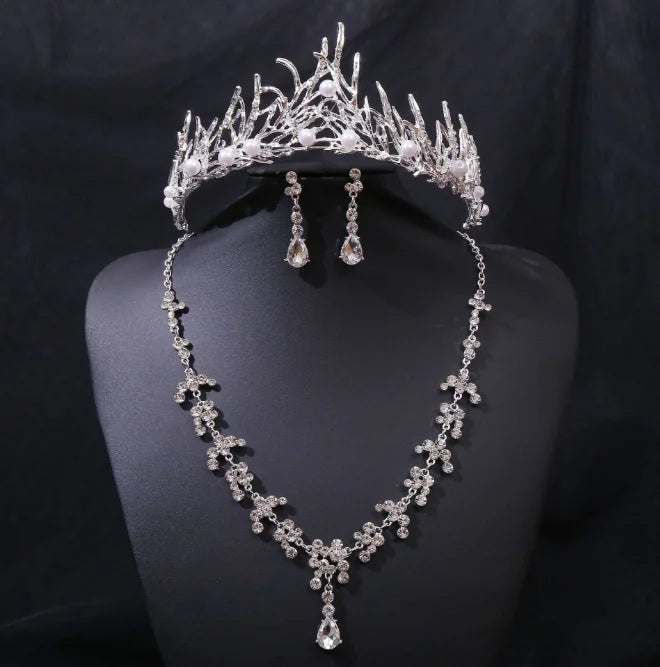 New Bride Necklace Set with Princess Crown Accessories