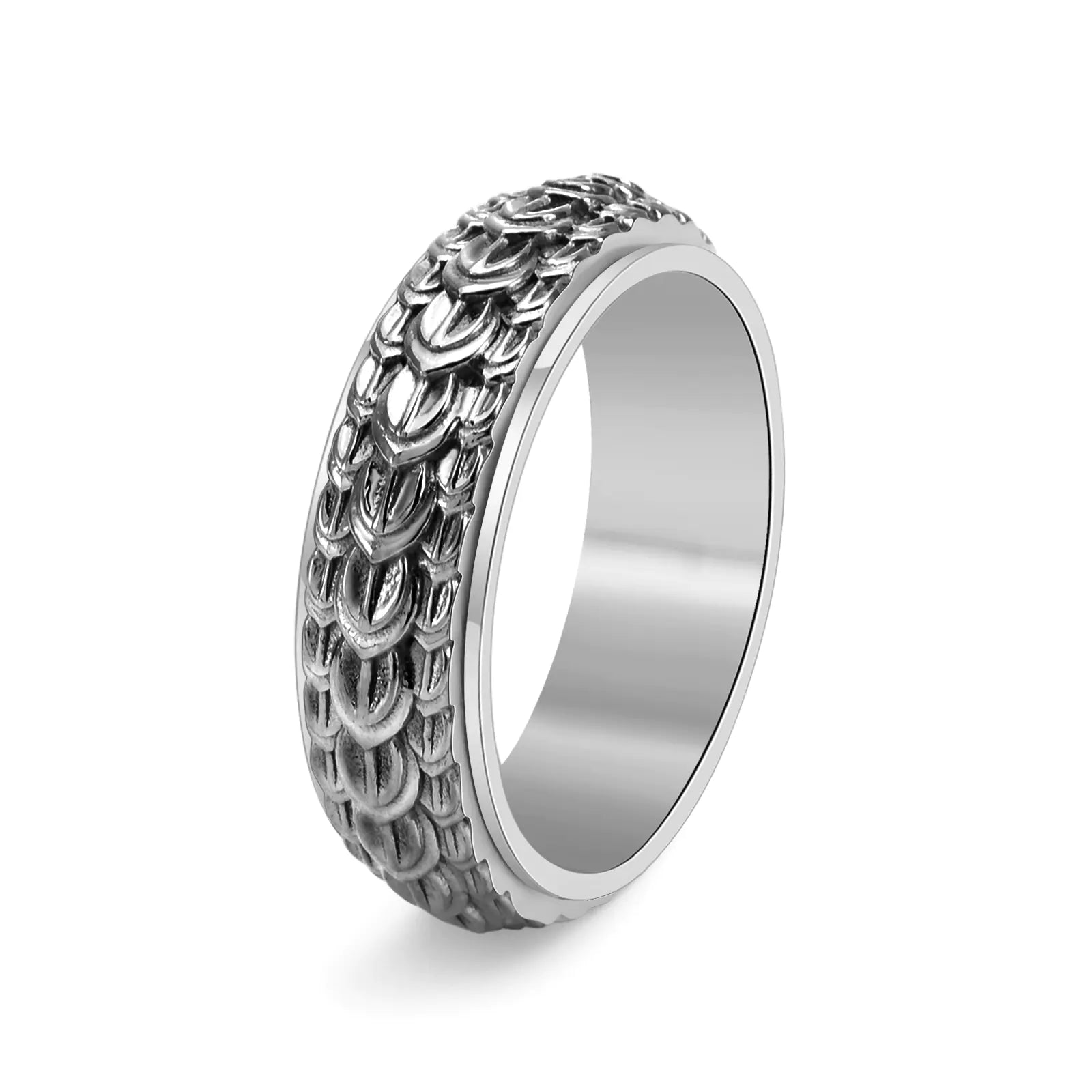 Rotatable Dragon Scale Ring in Titanium Steel for Men