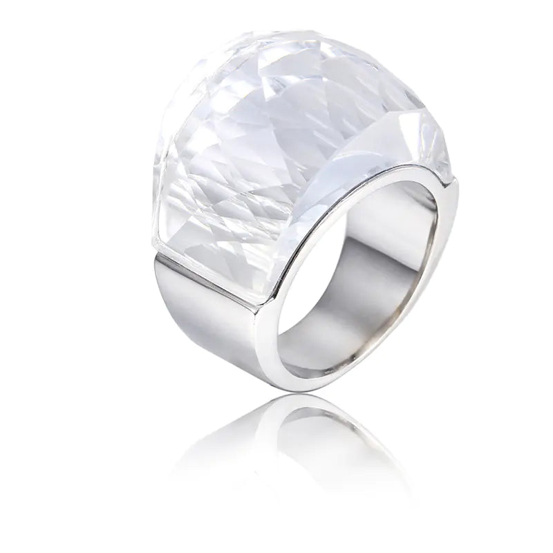 Titanium Steel Ring with Crystal Glass for Men and Women