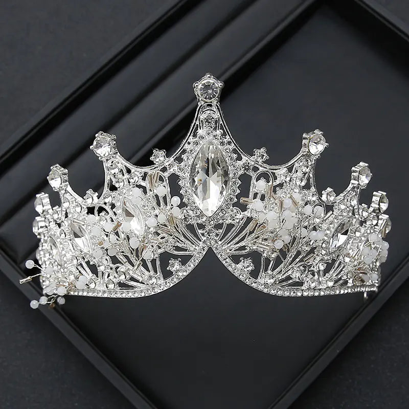 Crown Headpiece with Rhinestones for Weddings and Birthdays