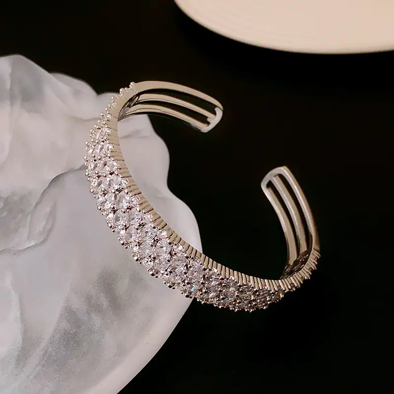 Affordable Luxury Gold Plated Zircon Open-Ended Bracelet