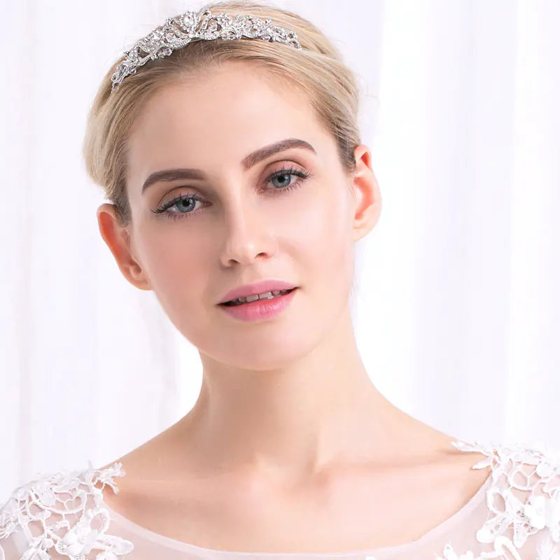 Vintage Baroque Bride Crown with Rhinestones Headband
