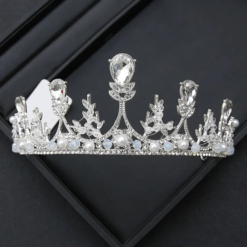 Crown Headpiece with Rhinestones for Weddings and Birthdays