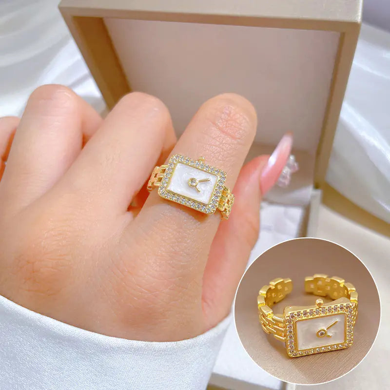 Geometric Design Gold-Plated Diamond Ring for Women