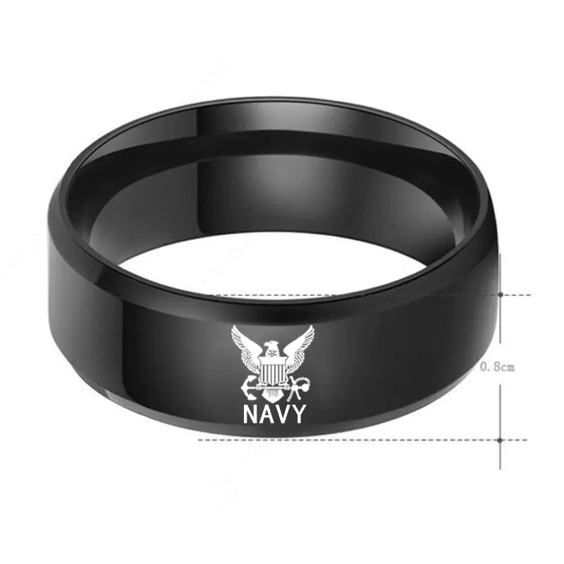Titanium Steel US Soldier Badge Ring for Men