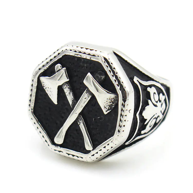 RW191 Retro Men's Titanium Steel Ring with Axe Design