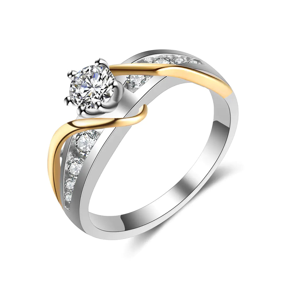 Two-Tone Gold Plated Engagement Ring for Women