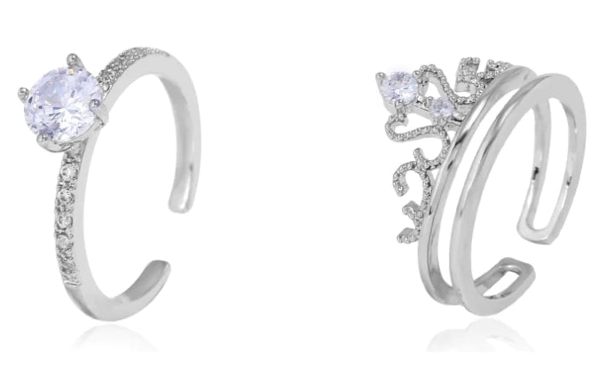 2-in-1 Crown Ring with Zirconia for Couples