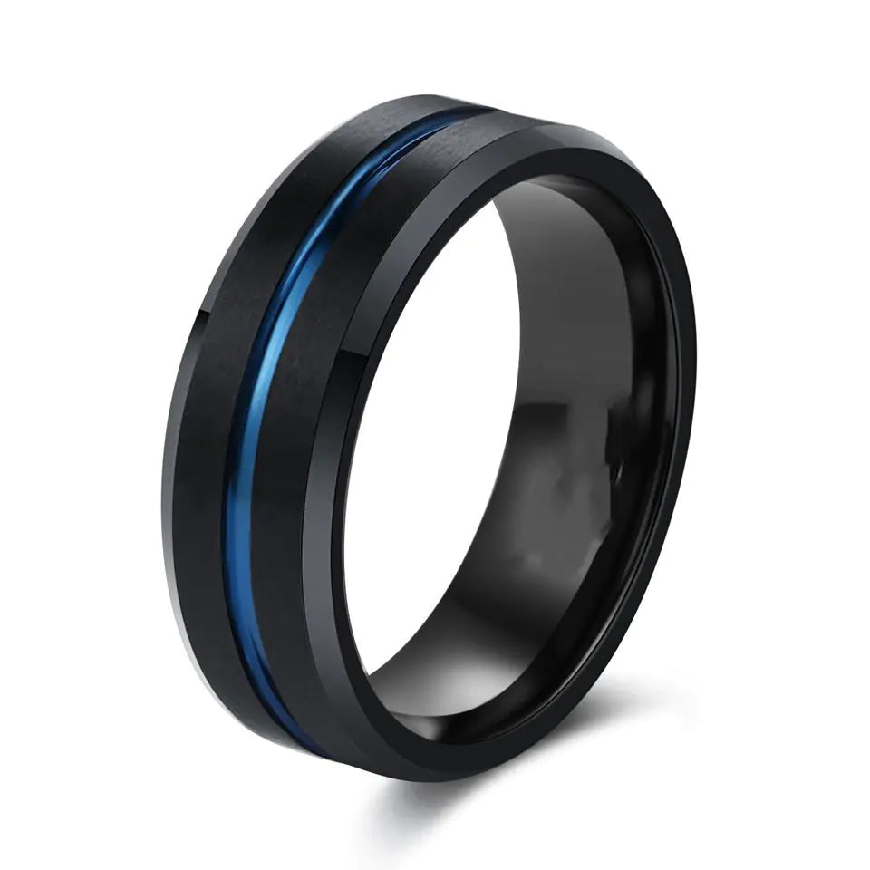 Men's Simple Flat Black Tungsten Steel Ring