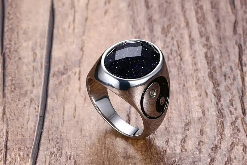 Men's Trendy Titanium Steel Rings with Bagua Design