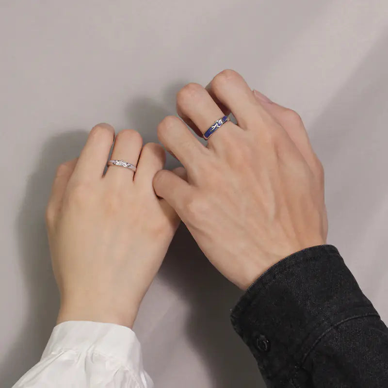 Sterling Silver Deer Couple Ring Set