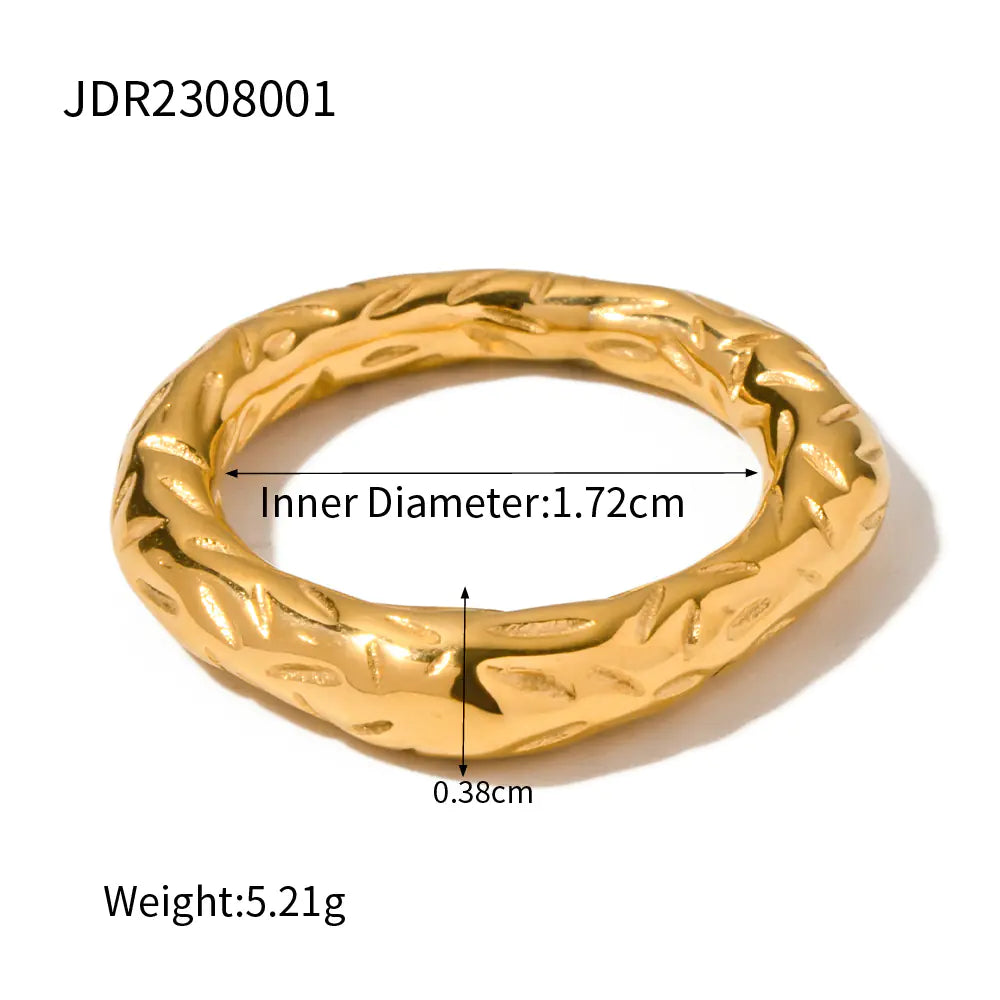 Gold-Plated Hammered Simple Bracelet Ring for Women