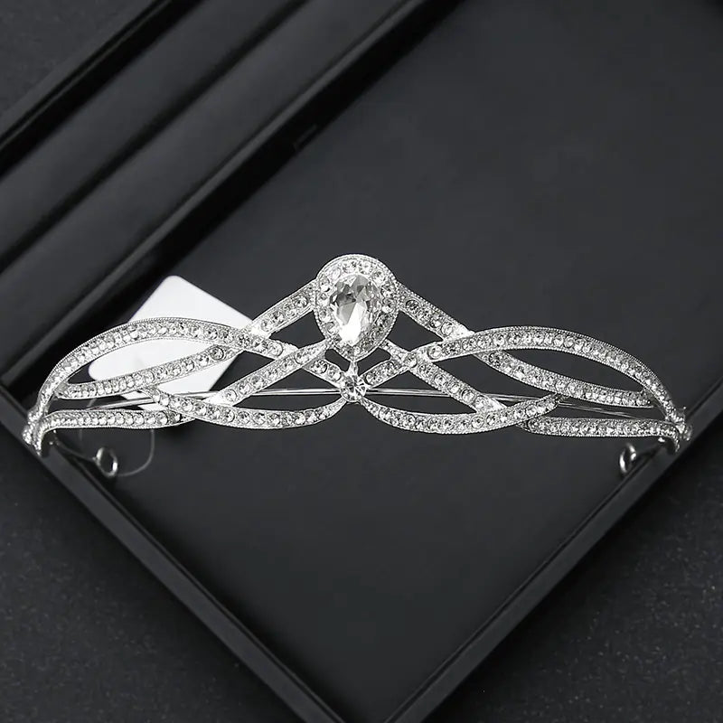 Crown Headpiece with Rhinestones for Weddings and Birthdays