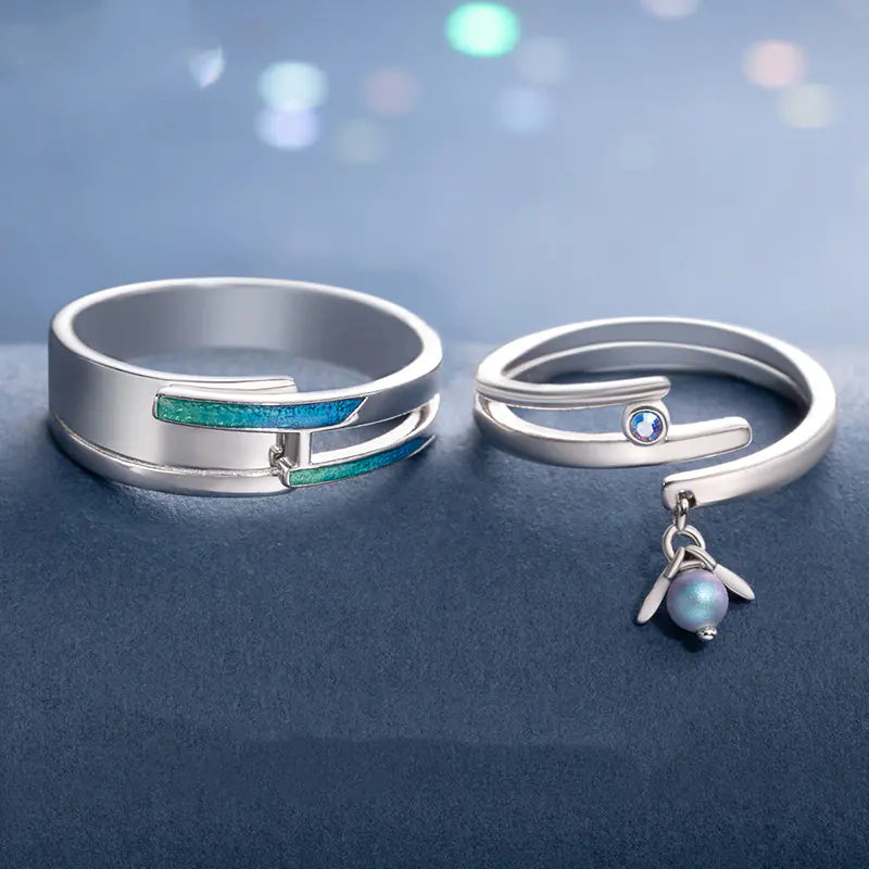 Original Design Silver Couple Rings - Midsummer Night's Dream
