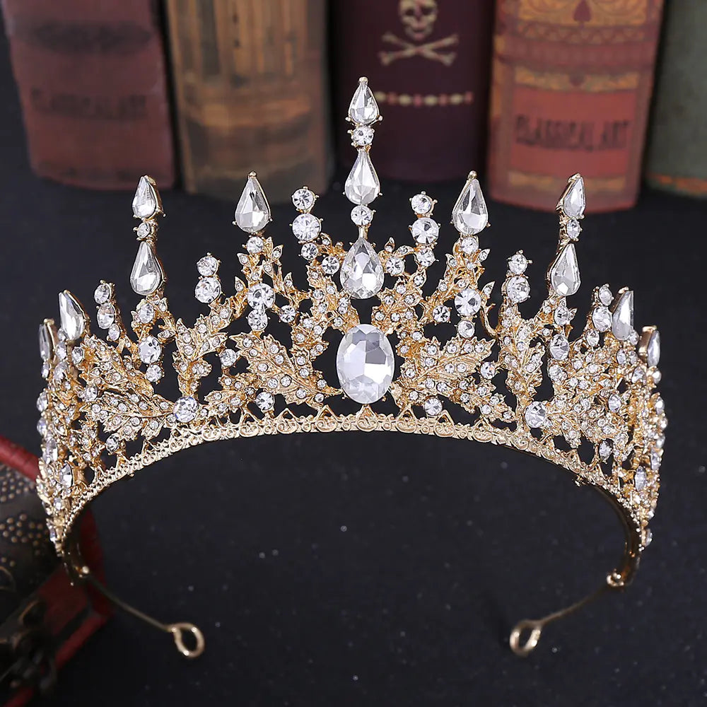 H1259 European Baroque Bride Crown with Rhinestones